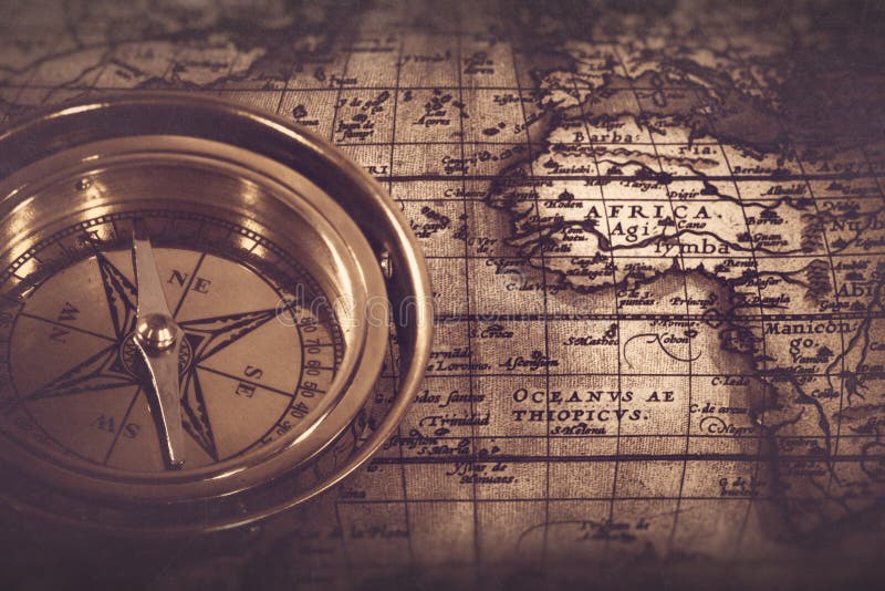 Old Nautical Compass Over The Map Stock Photos Image 37488903