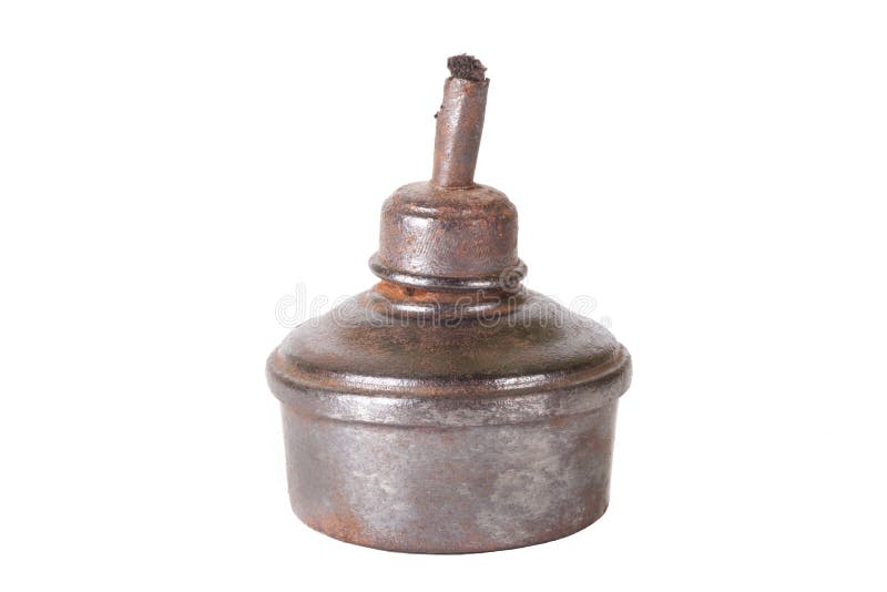 Old oil lamp isolated on white background