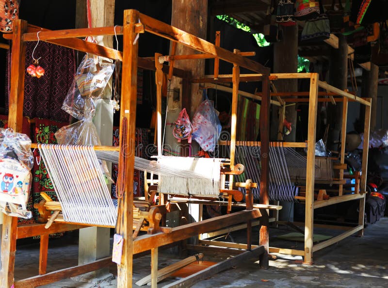 Silk Loom. Traditional Weaving of Thai Silk Stock Image Image of