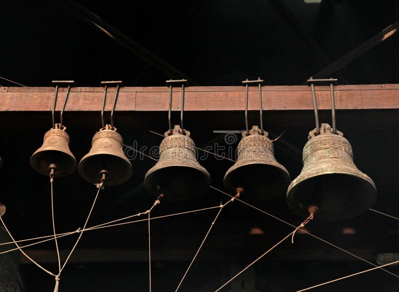 Old orthodox bells closeup at monastery