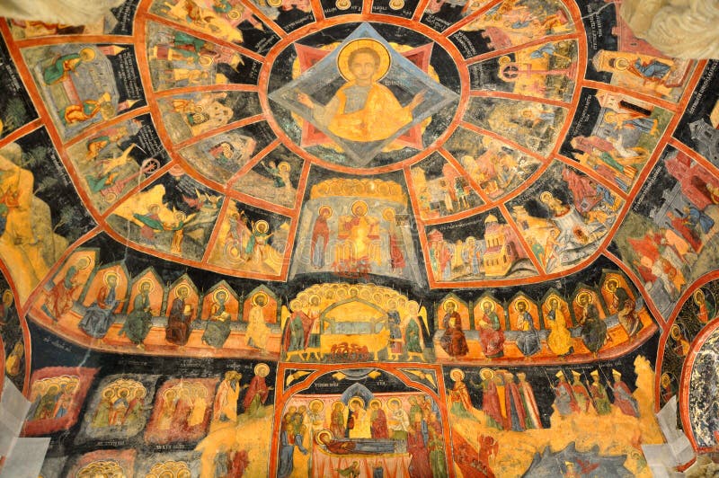 Old orthodox icons wall painting