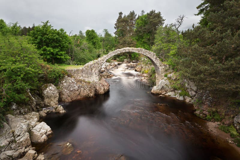 The Old Packhorse Bridge, Carrbridge by Aviemore, Scotland Stock Photo Image of history