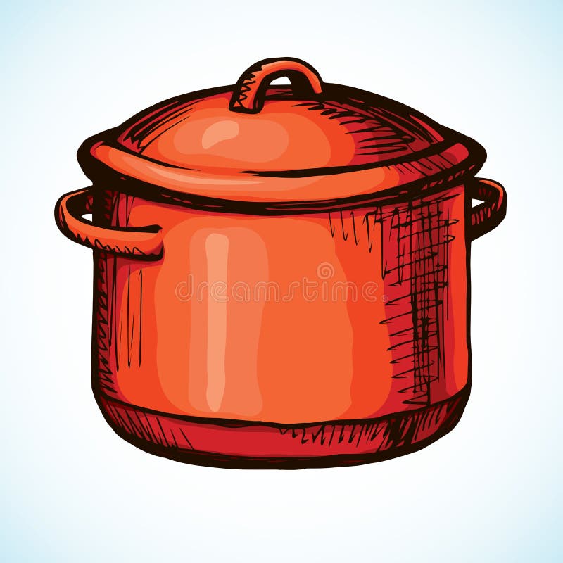 Old pan. Vector drawing stock vector. Illustration of prepare - 114119714