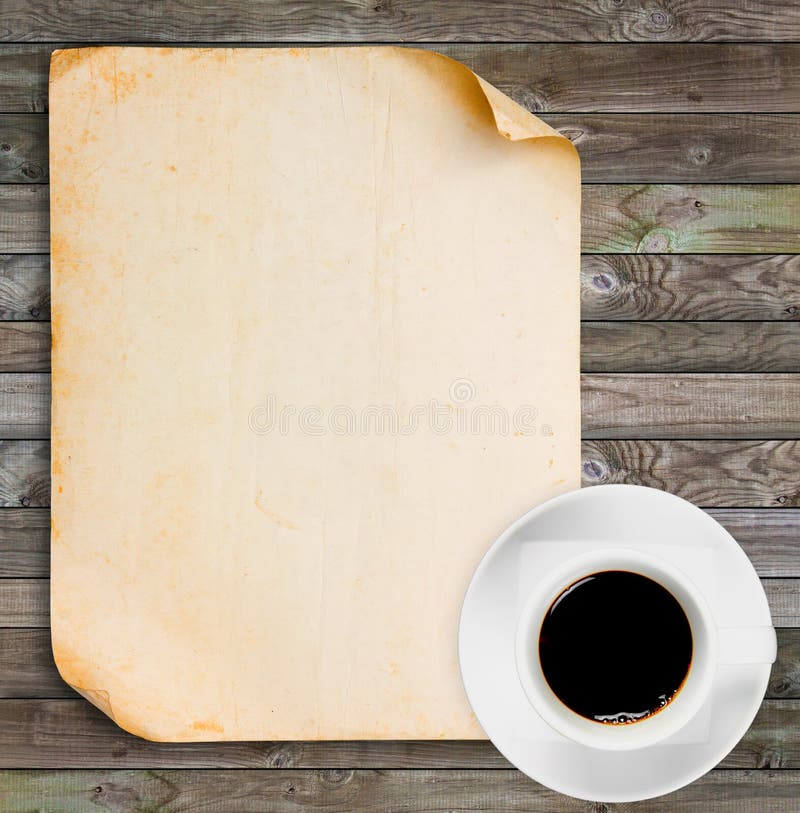 Old paper with black coffee royalty free stock photo