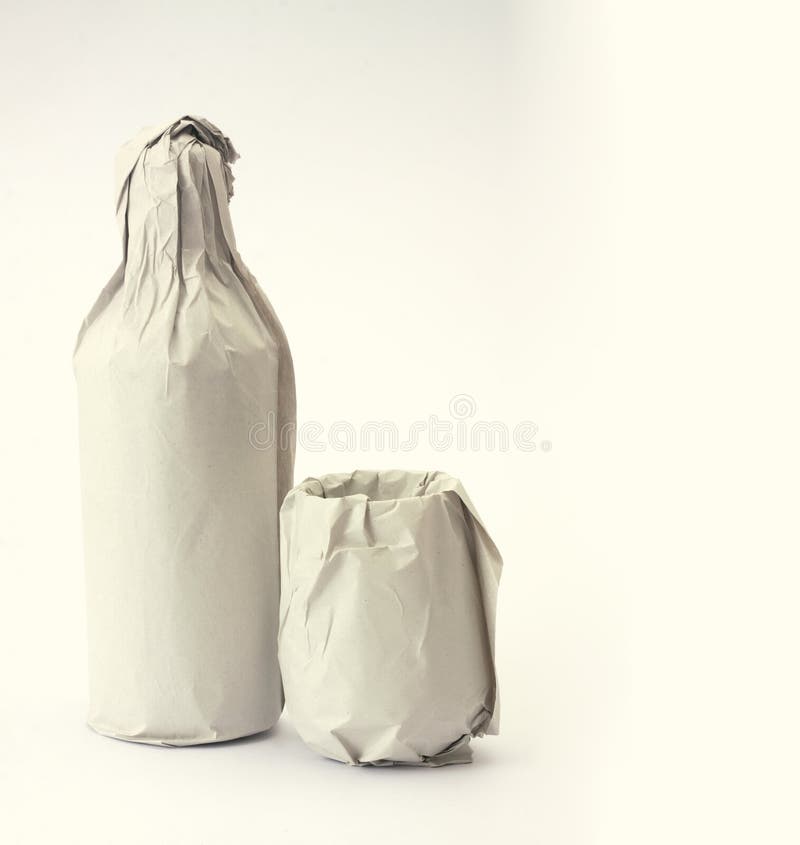 wrapped with old paper on wine bottle and glass. royalty free stock image wrapped with old paper on wine bottle and glass. royalty free stock image