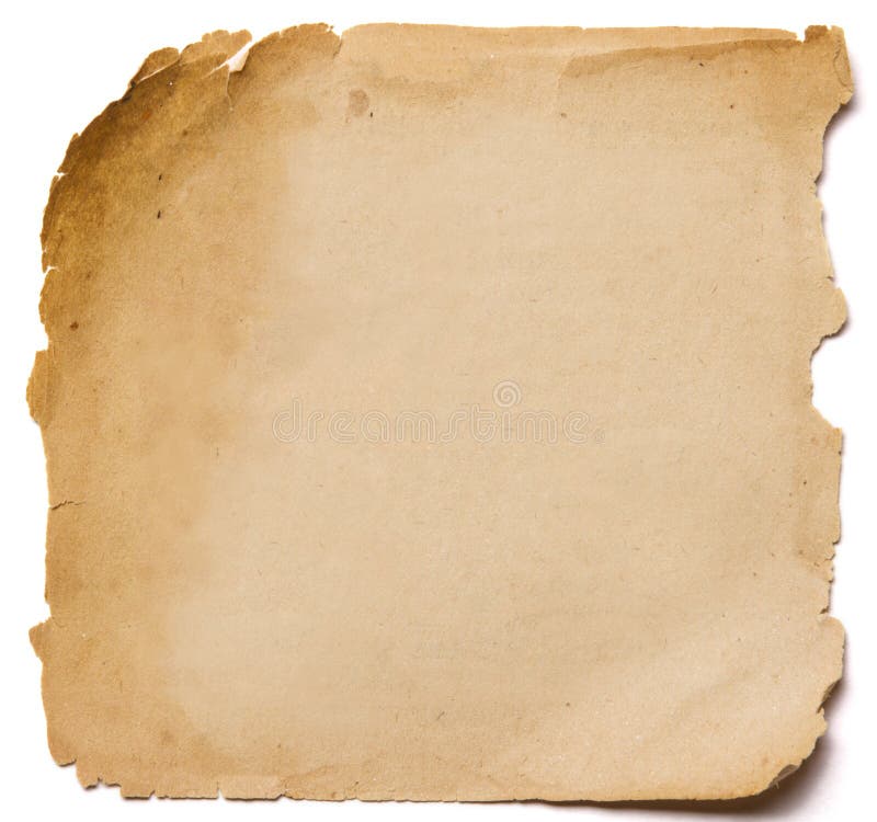 Old paper grunge texture, empty yellow page isolated on white ba royalty free stock photo