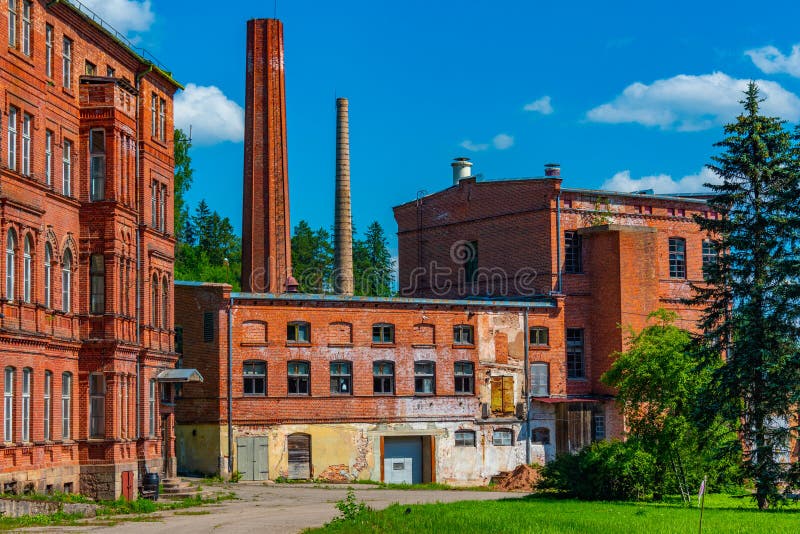 Old paper mill in Latvian town Ligatne