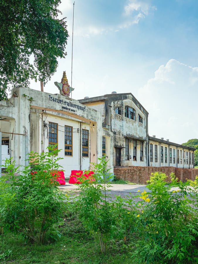 The old paper mill used to produce paper during World War II, transformed into a new public attraction and Thai characters at the
