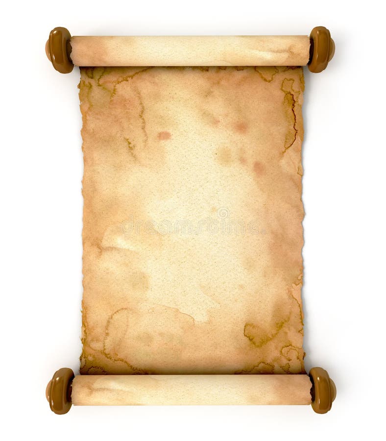 Old paper sheet. Unfurled an ancient scroll stock illustration