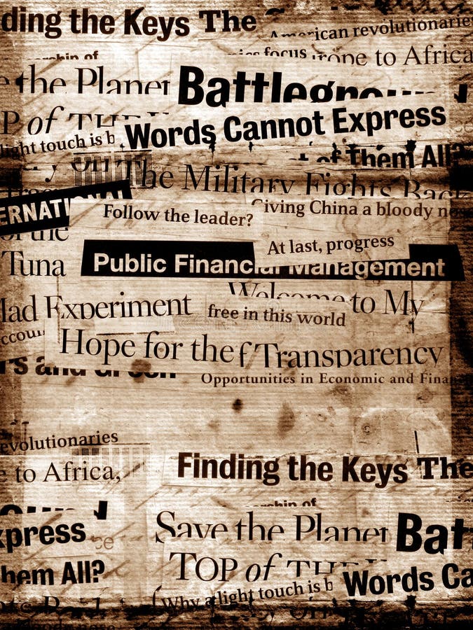 Old newspaper paper grunge with letters, words texture background