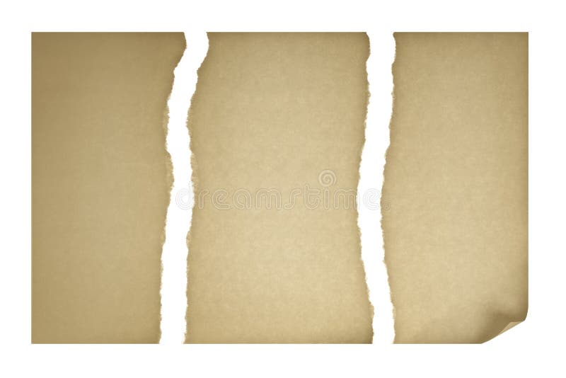 Old Paper Torn into Three Pieces Stock Photo - Image of empty ...