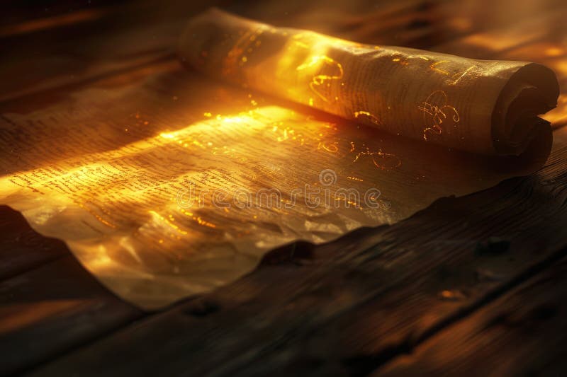 Old Parchment Document on a Wooden Desk or Table Stock Photo Image of