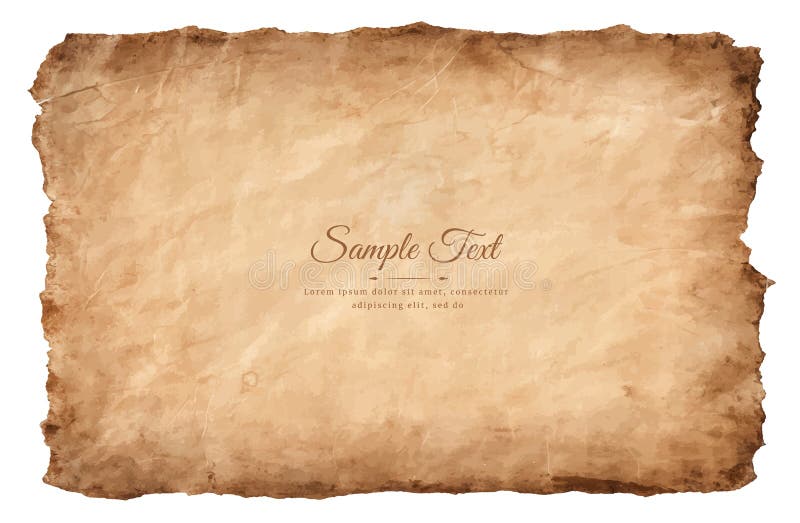 Old parchment paper sheet vintage aged or texture isolated on white background