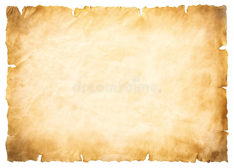 Old parchment paper sheet vintage aged or texture isolated on white background