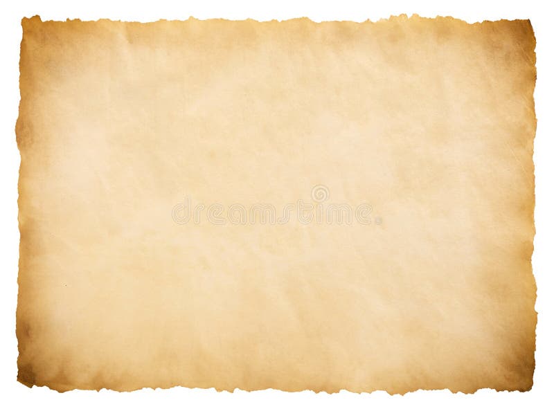 Old parchment paper sheet vintage aged or texture isolated on white background