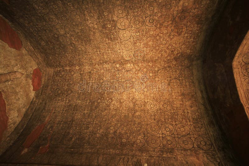 Old pattern on the temple ceiling stock image Old pattern on the temple ceiling stock image