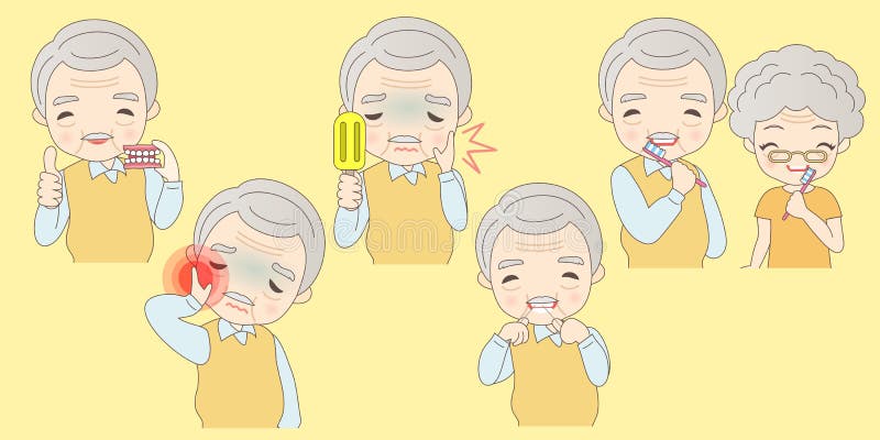 Old people dental care problems vector illustration Old people dental care problems vector illustration