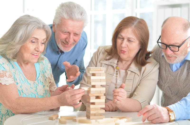 Old people playing board games