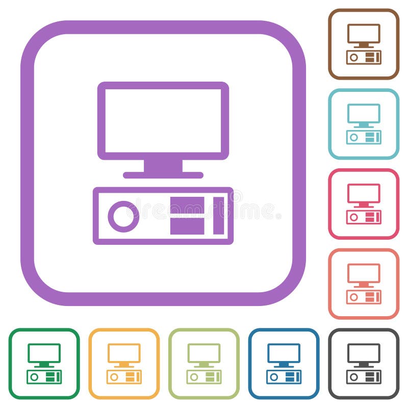 Old personal computer simple icons stock illustration