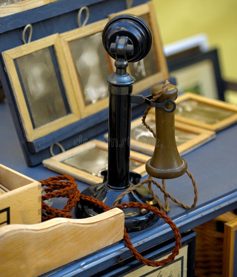 Old Phone for Sale in Market Stock Image Image of antiques, interior