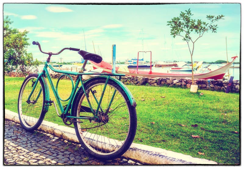 Old and rustic bike at seaside. Old and rustic bike at seaside