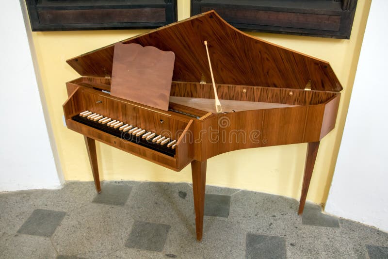 An Old Piano Stands in a Room of an Abandoned Manor House Stock Photo
