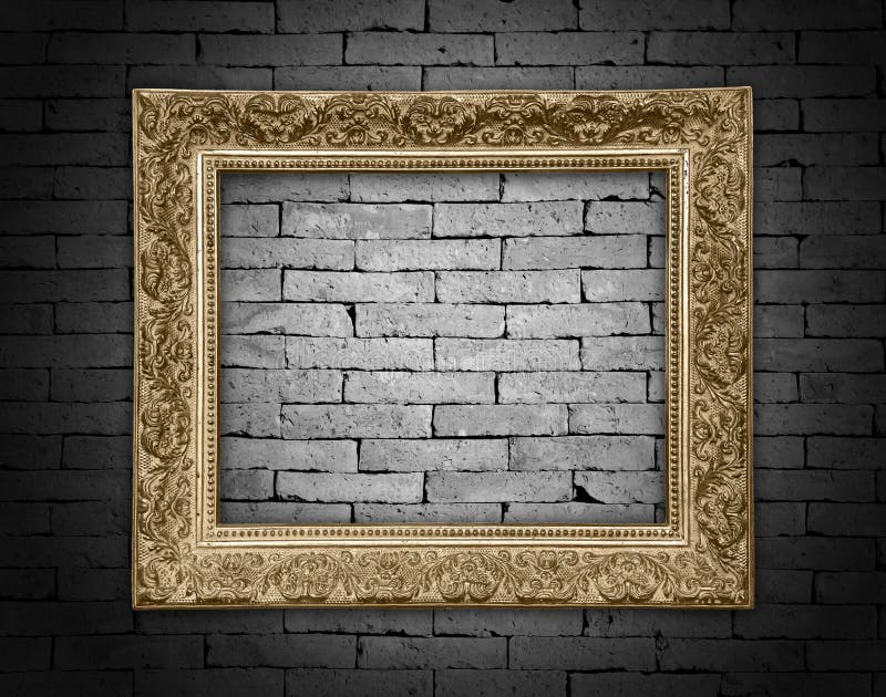 Old picture frame on brick wall