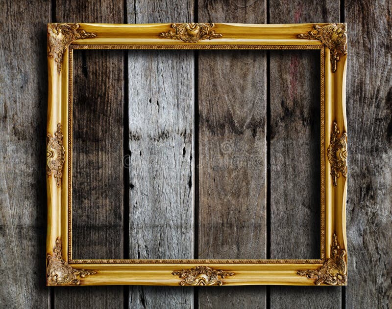 Old Picture Frame on Vintage Wood Wall. Stock Image Image of
