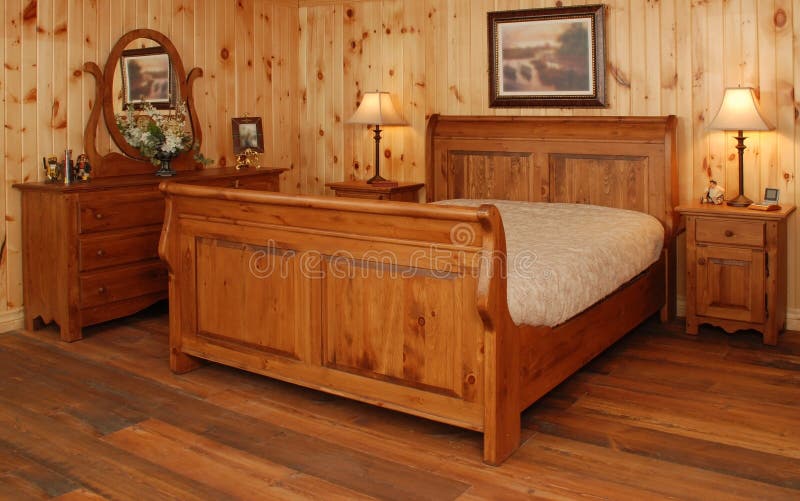 Old pine wood bedroom set stock photo. Image of fill, empty 5116278