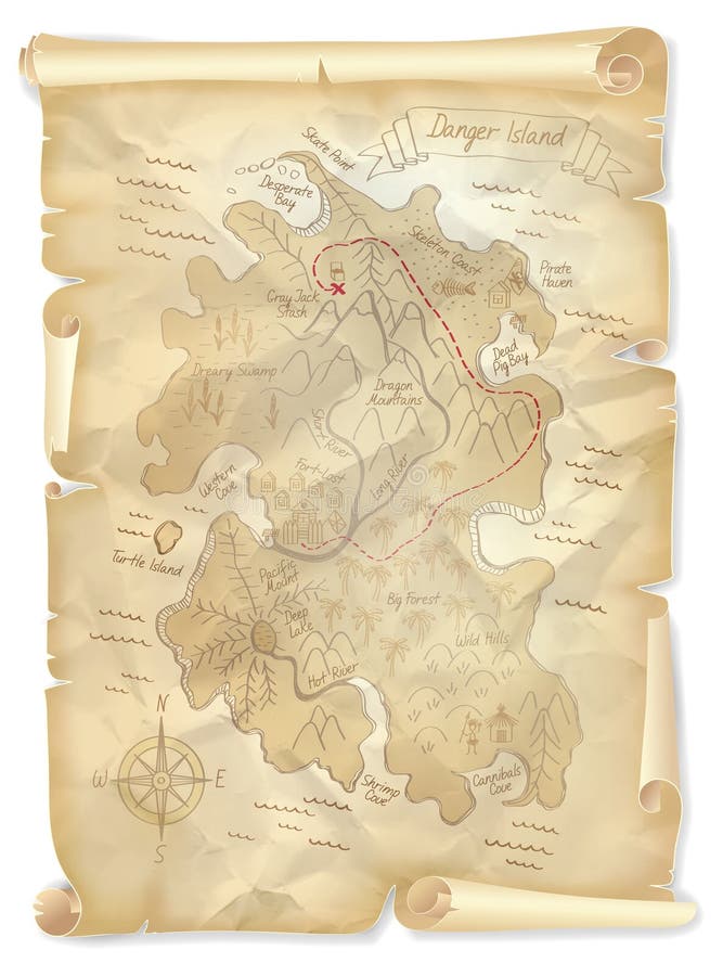 Pirates Treasure Map stock vector. Illustration of pirate 48996644