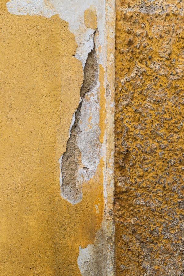 The Old Plastered Wall is Chipped. the Plaster is Falling Off Stock