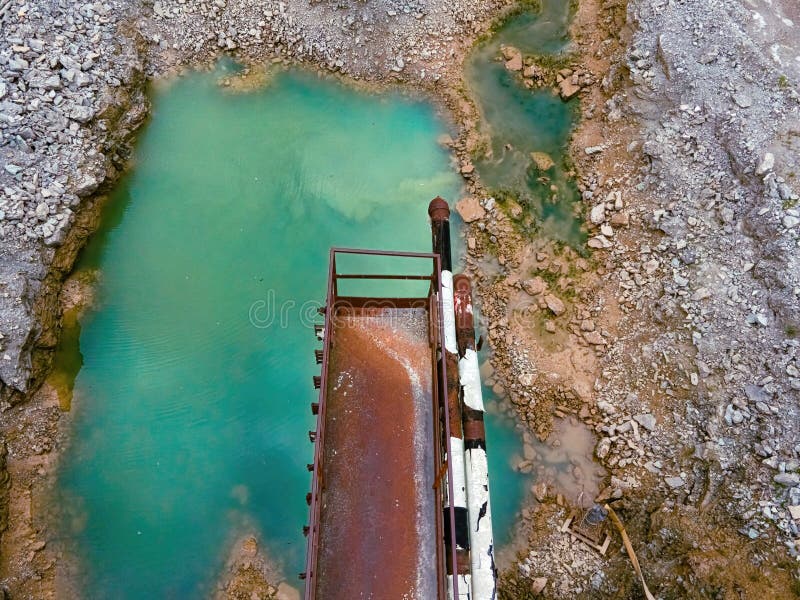 Puddle in Old Quarry Regeneration of Former Opencast Site Stock Image