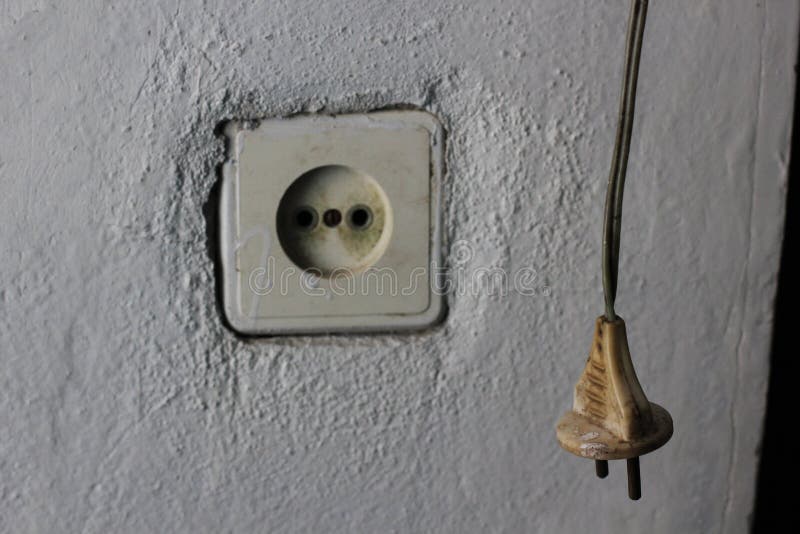 Old Electrical Outlet. Photo in Retro Style Stock Photo Image of