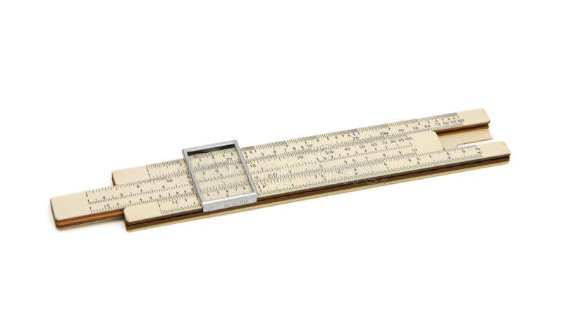 Old pocket slide rule isolated