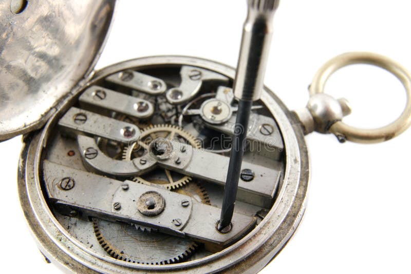 Old pocket watch mechanism