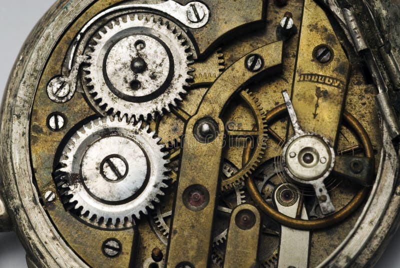 Old pocket watch mechanism