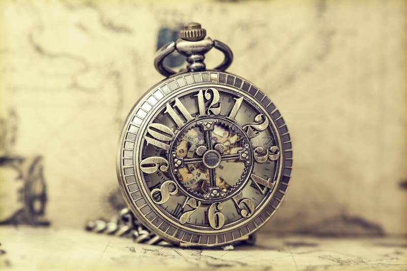 Old pocket watch over vintage map royalty free stock image Old pocket watch over vintage map royalty free stock image