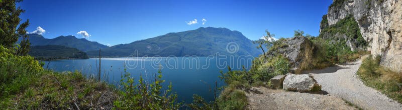 Old ponale road riva along the steep garda lake shore