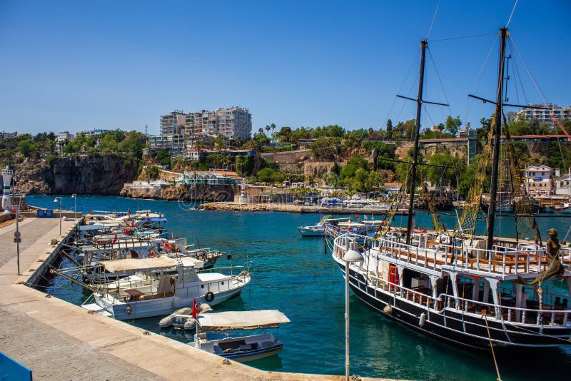 Old Port in the Antique Center of Antalya in Turkey Editorial Stock