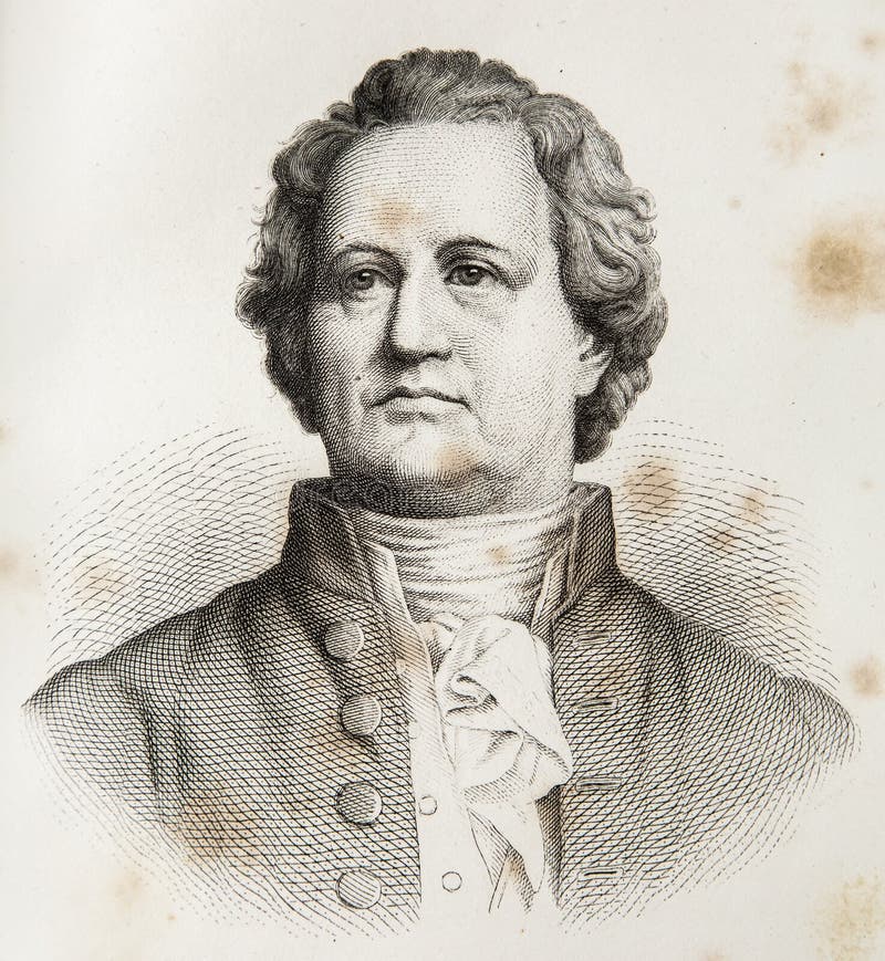 Old portrait of Johann Wolfgang von Goethe. Photo from Ch. Oeserâ€™s antique book Esthetic Letters. Published by Friedrich Brandstetter, Leipzig 1874