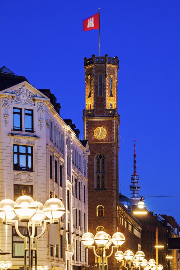 The Old Post Office in Hamburg Stock Photo Image of blue, lamp 70205784