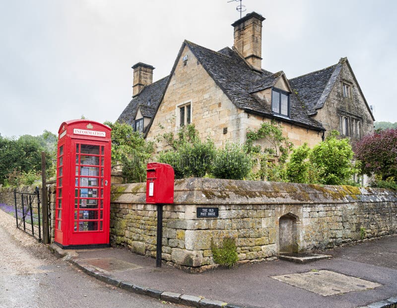 The old post office in the village of Stanton, Cotswolds district of Gloucestershire. It`s built of Cotswold stone royalty free stock image
