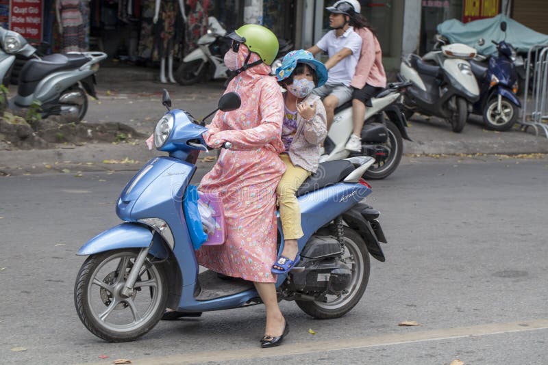 The Old Quarter, the Hanoi Street. Vietnamese Scooter Riders Editorial Stock - Image of hanoi, bike: 172425214