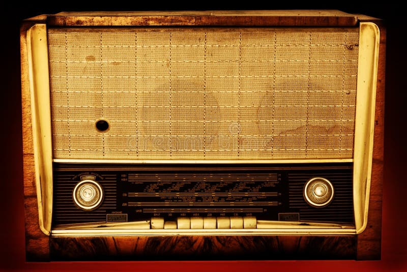 Old radio on a red background