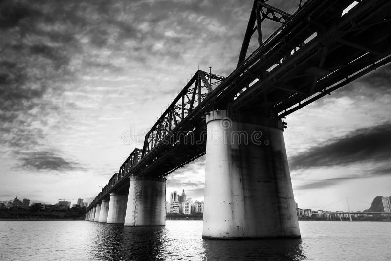 Old railroad bridge crossing the river