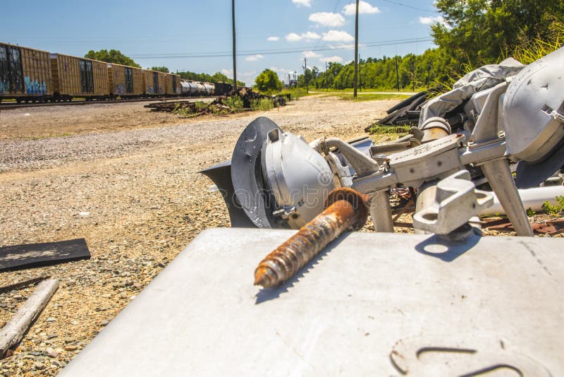 Old railroad equipment giant bolt