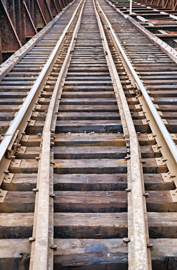 Old Railroad Tracks on Metal Bridge Stock Photo Image of creosote