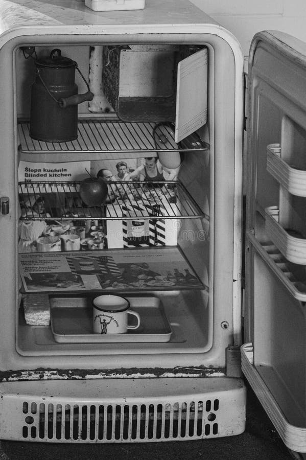 Old Rare Refrigerator with Accessories Stock Image Image of room