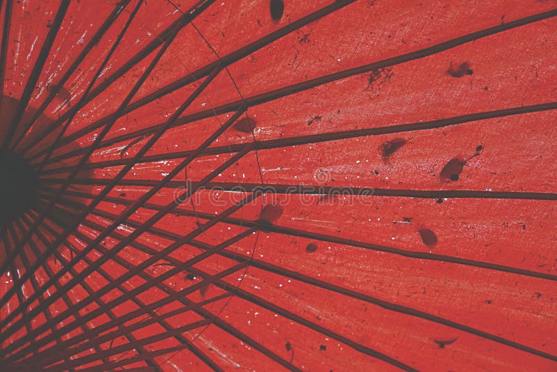 Old Red Bamboo Umbrella