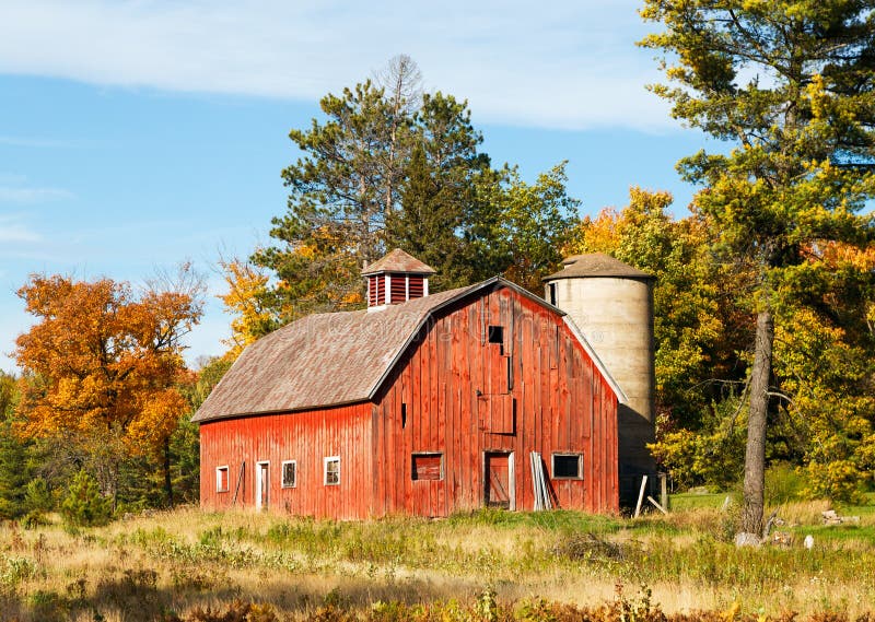 Old Red Barn and Silo